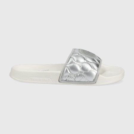 Pepe Jeans papuci Slider Pad femei, culoarea argintiu