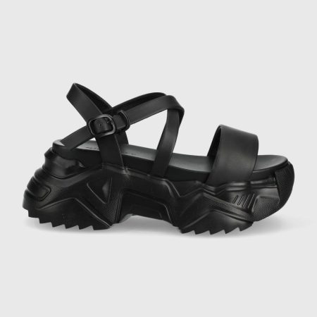 Miss Sixty sandale de piele femei, culoarea negru, cu platforma