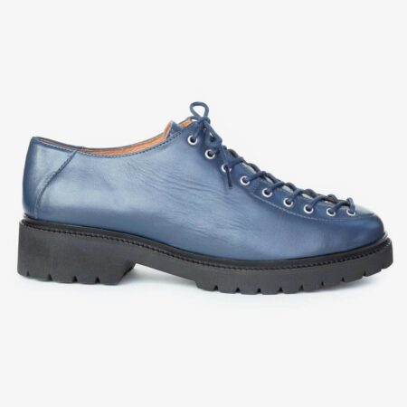 Pantofi casual dama cu siret pana in varf Leofex - 037 Albastru Box