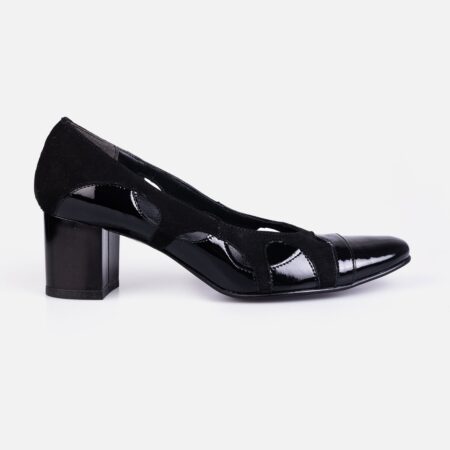 Pantofi eleganti dama din piele naturala - 182 Negru lac velur