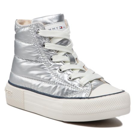TeniÈ™i Tommy Hilfiger High Top Lace-Up Sneaker T3A9-32290-1437 M Silver 904